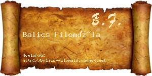 Balics Filoméla névjegykártya